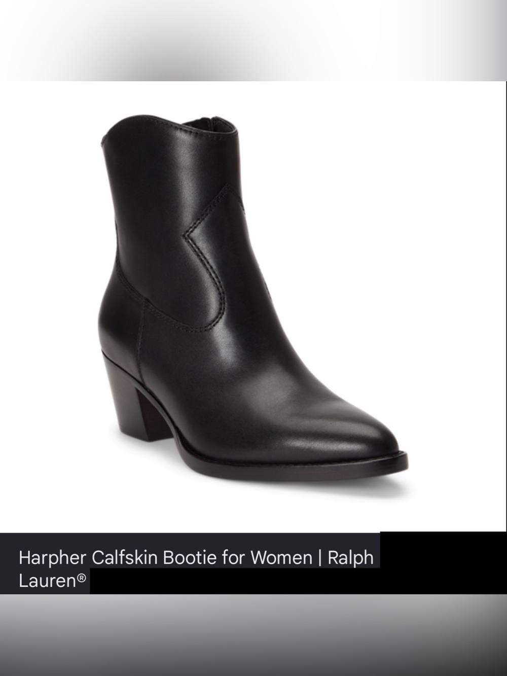 NWT Ralph Lauren Harpher Black Western Burnished Leather Ankle Boots, Size 8 NWB